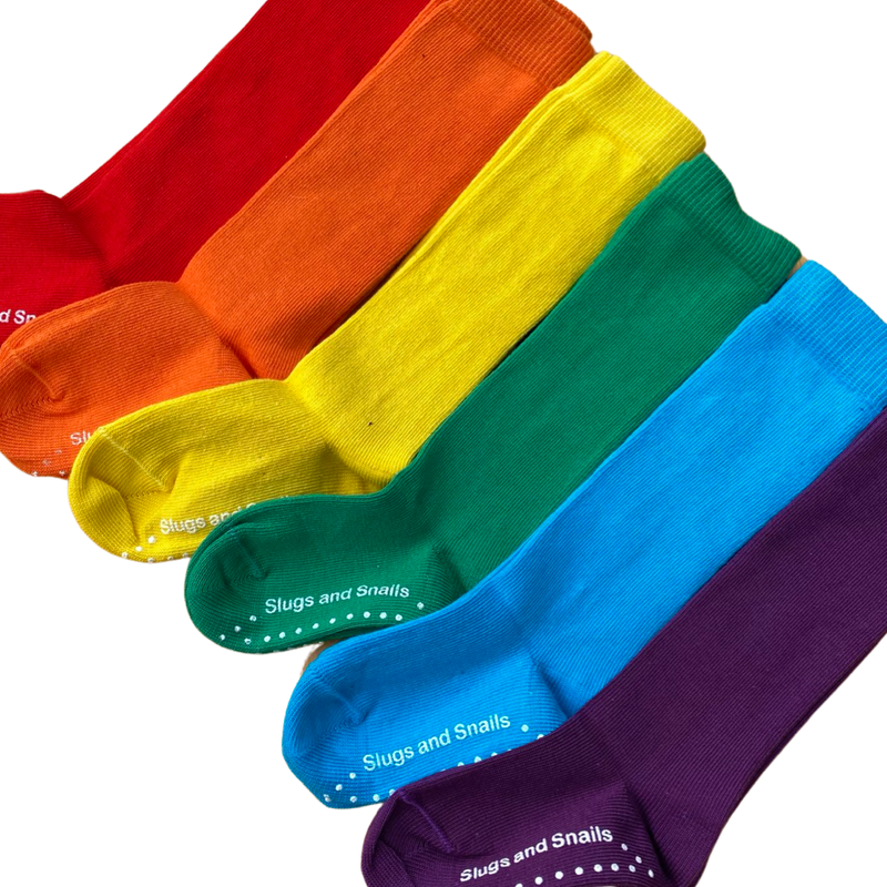Block Colour Knee Socks - Rainbow - Turquoise