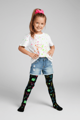 80s Curtain Design - Kids Organic Tights - Slugs & Snails
