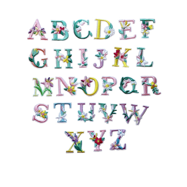 Alphabet Iron On Patches - Floral - Slugs & Snails