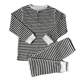 Black & White Candy Stripe Waffle Cotton Set - Slugs & Snails