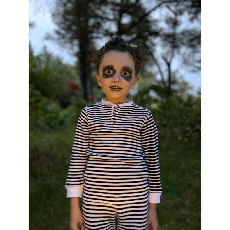 Black & White Candy Stripe Waffle Cotton Set - Slugs & Snails