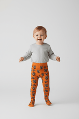 Bots Kids Organic Tights - Robots on Orange - Slugs & Snails