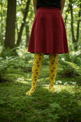 Fun Guy Adult Organic Cotton Tights - Mushrooms, Toadstools on Yellow - Slugs & Snails