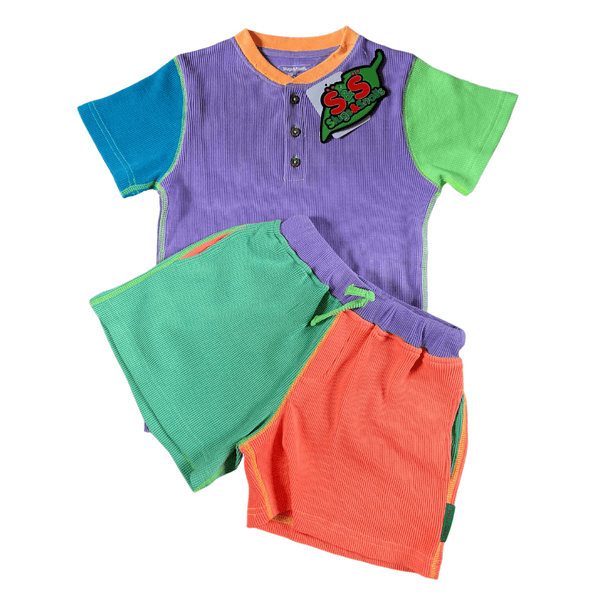 LIMITED EDITION 90’s Dayglow SHORTEE Waffle Cotton Set - Slugs & Snails