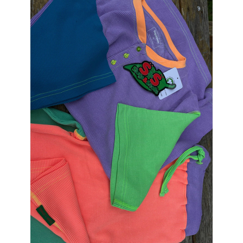 LIMITED EDITION 90’s Dayglow SHORTEE Waffle Cotton Set - Slugs & Snails