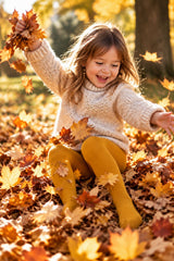 Mustard Yellow Kid's Colour Organic Tights - Slugs & Snails