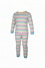 Pastel Candy Stripe, Organic Raglan Sleeve Waffle Cotton Set - Slugs & Snails