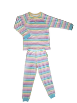 Pastel Candy Stripe, Organic Raglan Sleeve Waffle Cotton Set - Slugs & Snails