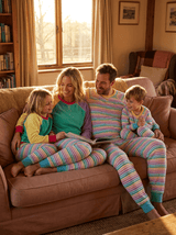 Pastel Candy Stripe, Organic Raglan Sleeve Waffle Cotton Set - Slugs & Snails