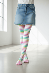Pastel Stripe Organic Cotton Adult Tights - Limited Edition - Slugs & Snails