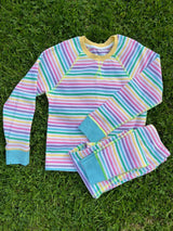 PRE ORDER (Delivery End of OCTOBER) Pastel Candy Stripe, Raglan Sleeve Waffle Cotton Set - Slugs & Snails