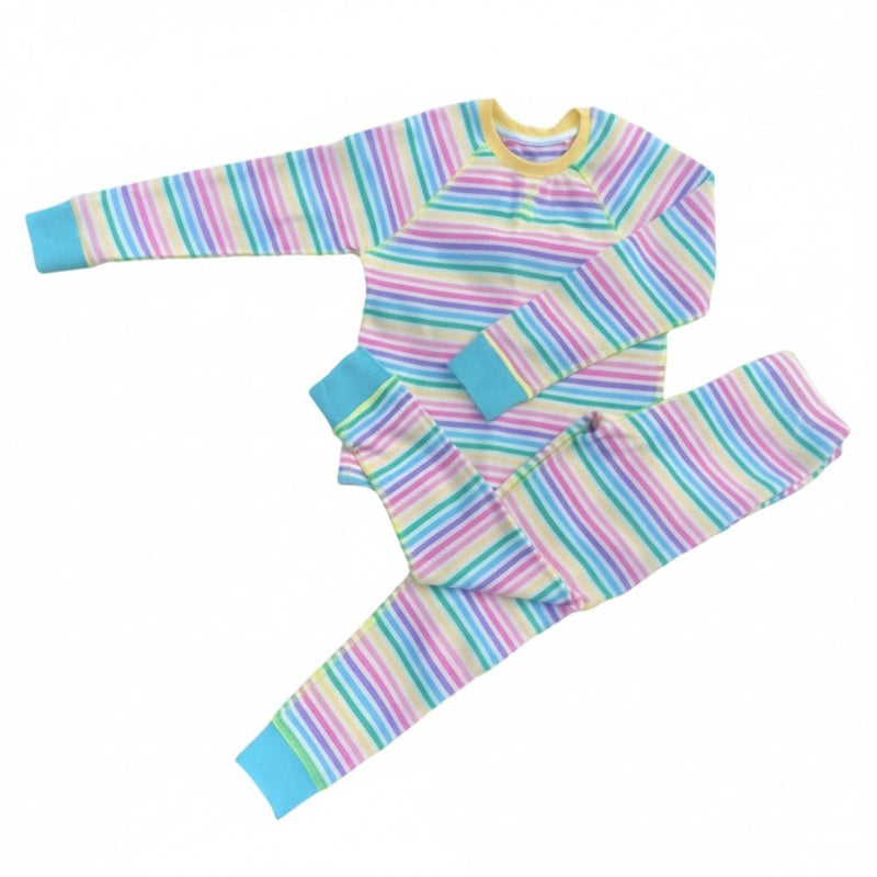 PRE ORDER (Delivery End of OCTOBER) Pastel Candy Stripe, Raglan Sleeve Waffle Cotton Set - Slugs & Snails