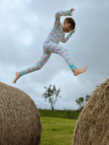 PRE ORDER (Delivery End of OCTOBER) Pastel Candy Stripe, Raglan Sleeve Waffle Cotton Set - Slugs & Snails