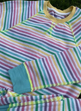PRE ORDER (Delivery End of OCTOBER) Pastel Candy Stripe, Raglan Sleeve Waffle Cotton Set - Slugs & Snails