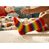 Rainbow Stripes Organic Knee Socks - Kids Sizes - Slugs & Snails