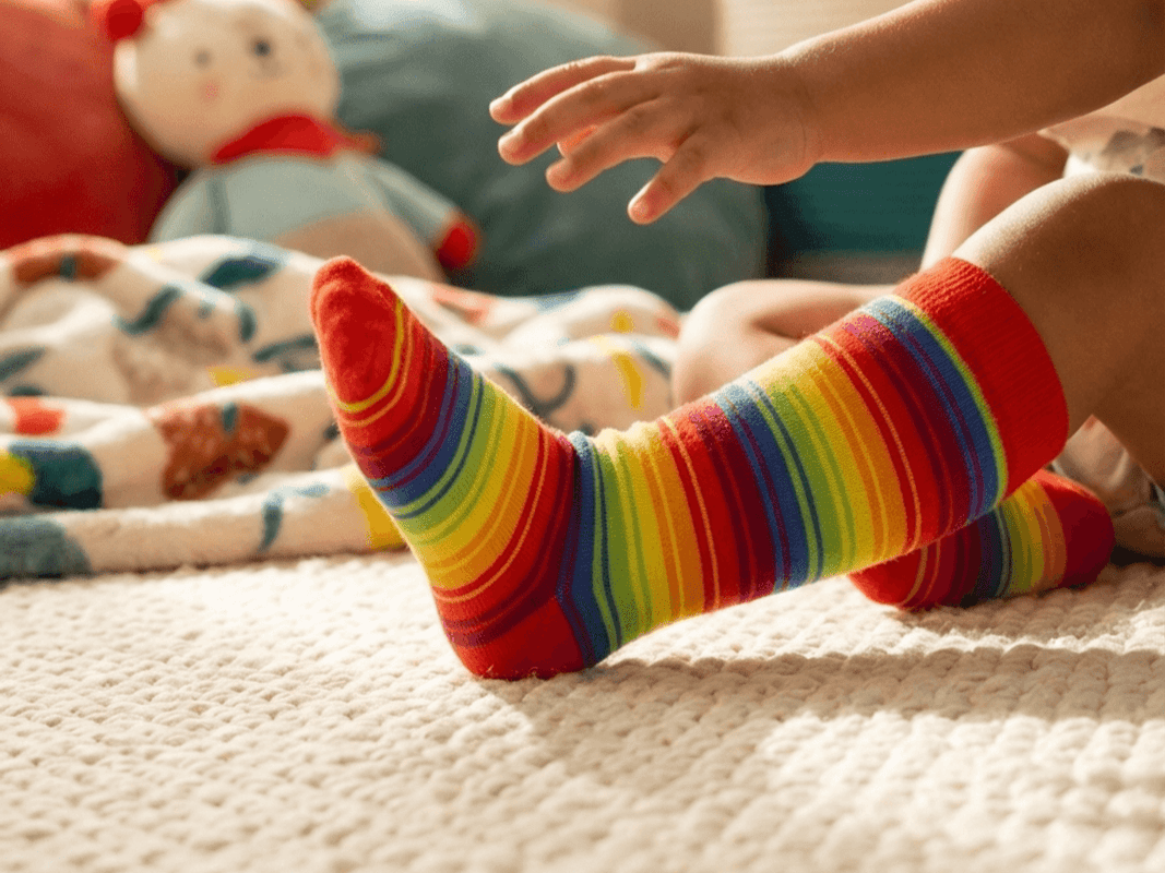 Rainbow Stripes Organic Knee Socks - Kids Sizes - Slugs & Snails