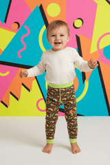 Retro Organic Footless Tights - 80's Style Design on Brown - Slugs & Snails