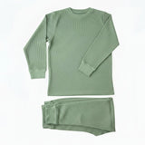 Sage Green Waffle Cotton Set - Slugs & Snails