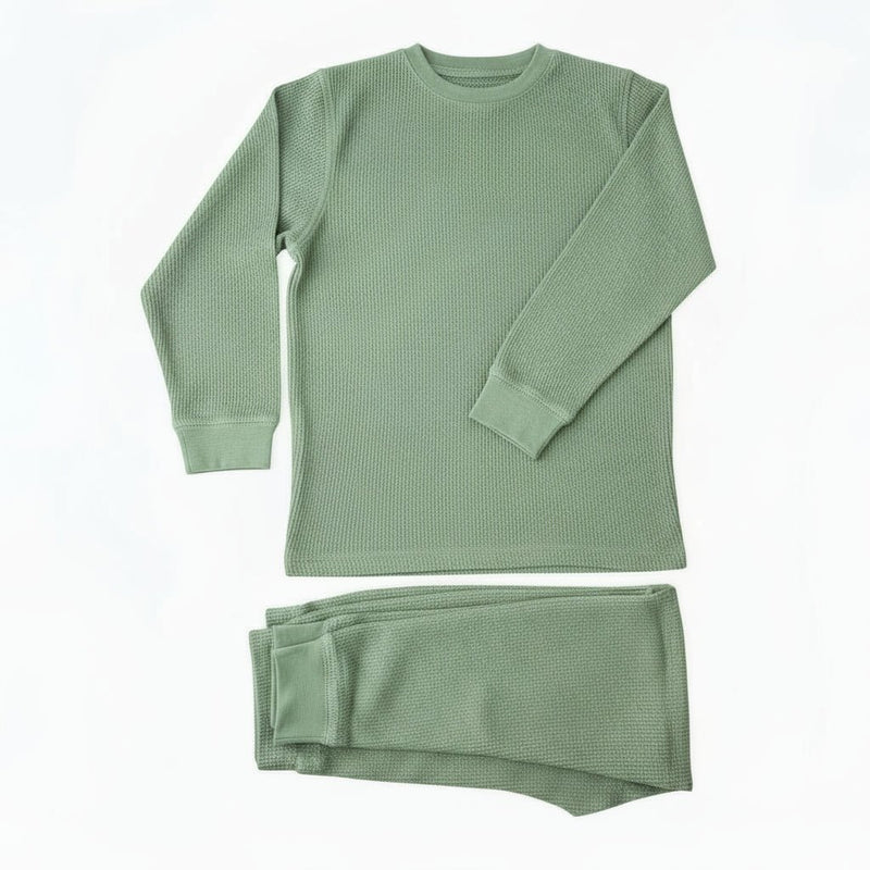 Sage Green Waffle Cotton Set - Slugs & Snails