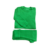 Bright green organic waffle cotton loungewear and sleepwear for adults and children. Loungewear. Sleepwear. Unisex fashion. Eco Fashion. Slugs & Snails waffle cotton. Waffle cotton sets