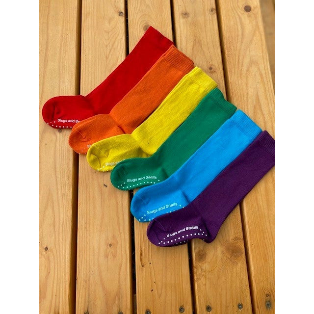 Block Colour Knee Socks - Rainbow - Sunrise Orange
