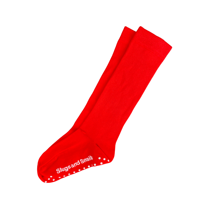 Block Colour Knee Socks - Rainbow - Fiery Red