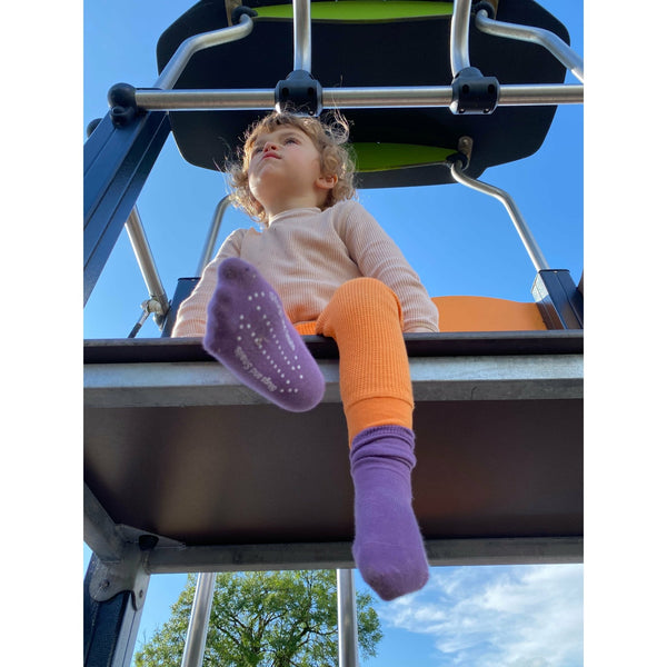 Block Colour Knee Socks - Earth Tones - Plum Jam - Slugs & Snails