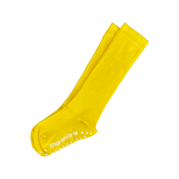 Block Colour Knee Socks - Rainbow - Bright Yellow - Slugs & Snails