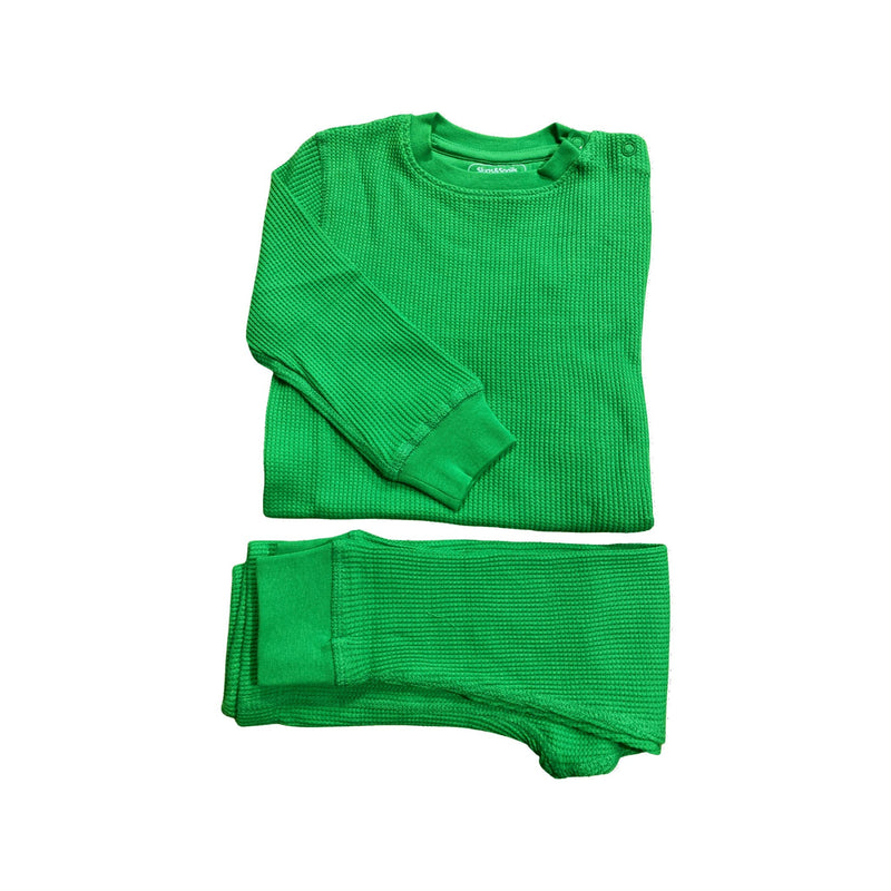 Emerald Green Waffle Cotton Set - Slugs & Snails
