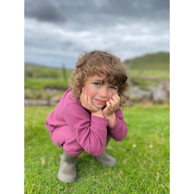 Hawthorn Rose (maroon) Waffle Cotton Set - Slugs & Snails