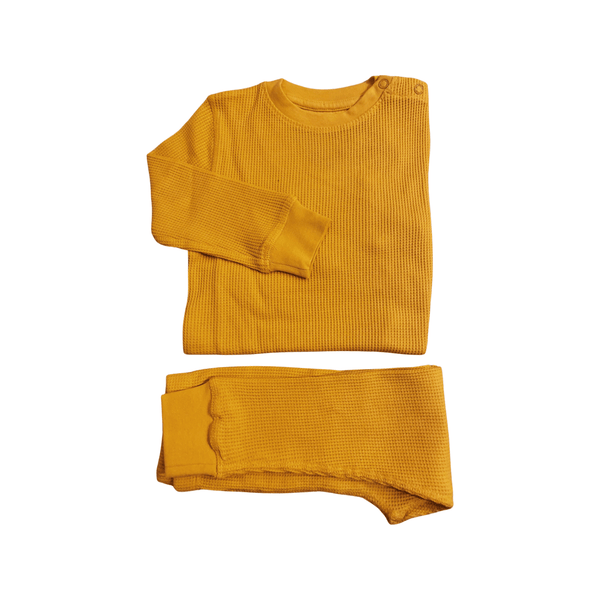 Mustard Waffle Cotton Set - Slugs & Snails