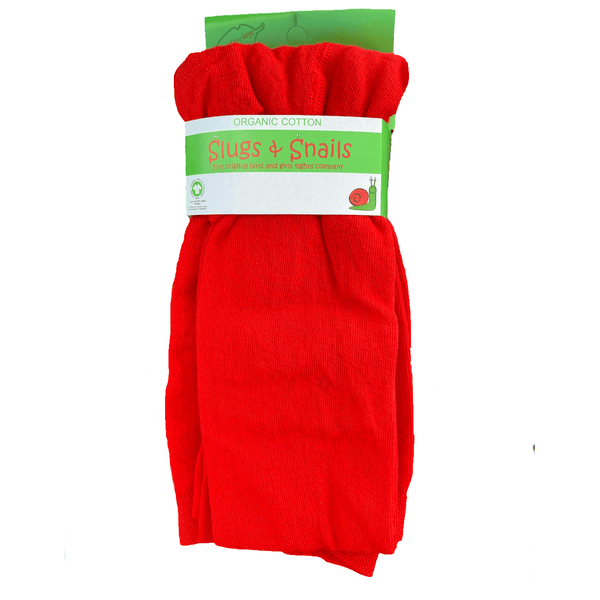Red Adult Block Colour Tights - Slugs & Snails