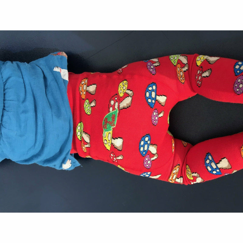 Red Fun Guy Rainbow Mushrooms Kids Tights - Slugs & Snails