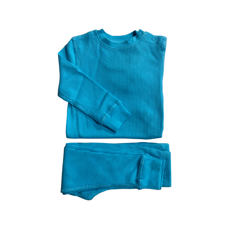 Turquoise Waffle Cotton Set - Slugs & Snails